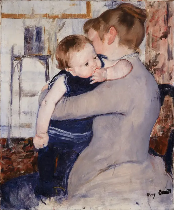 Dziecko obejmuje matkę za szyję, obraz Mary Cassatt